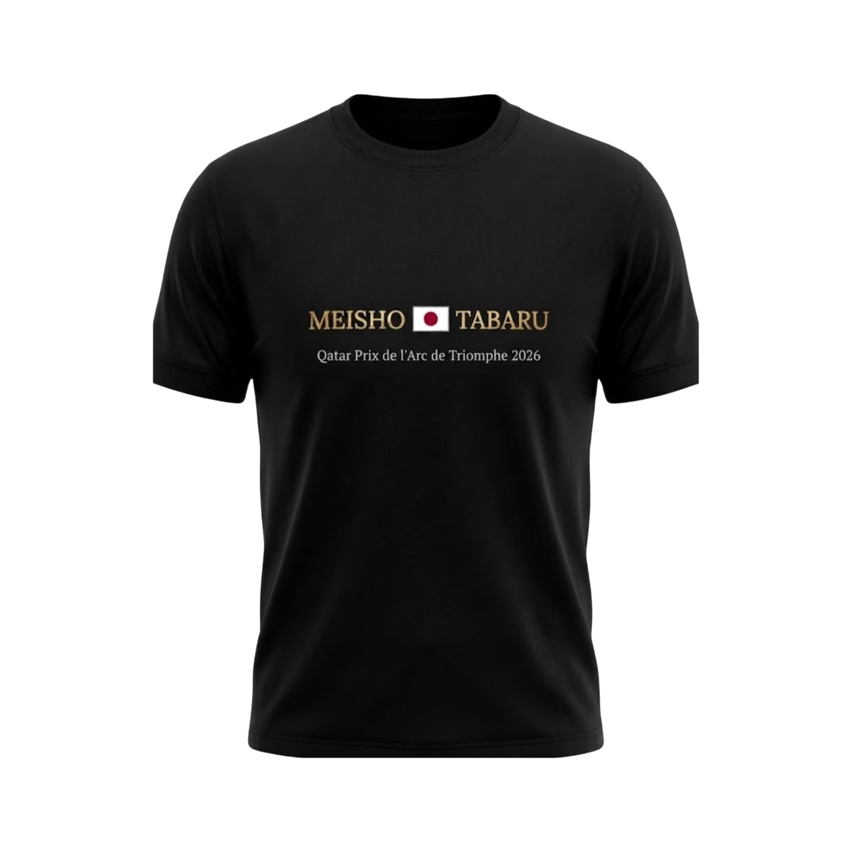 メイショウタバル Tシャツ Qatar Prix de l'Arc de Triomphe 公式 凱旋門賞記念 ゴールドシップ(GOLDSHIP) FRANCE GALOP 限定バージョン BLACK Version